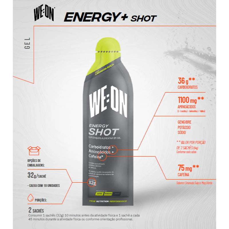 Energy Shot - Sabor Limonada Suiça - Com cafeína - Suplemento em gel